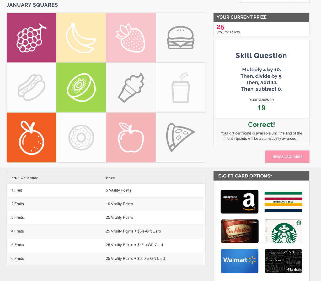 Vitality Squares Minigame